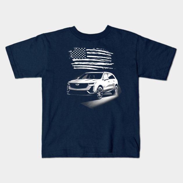 Cadillac Lyriq - us flag Kids T-Shirt by Moulezitouna